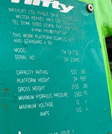 Nifty TM34T Tow Behind Lift